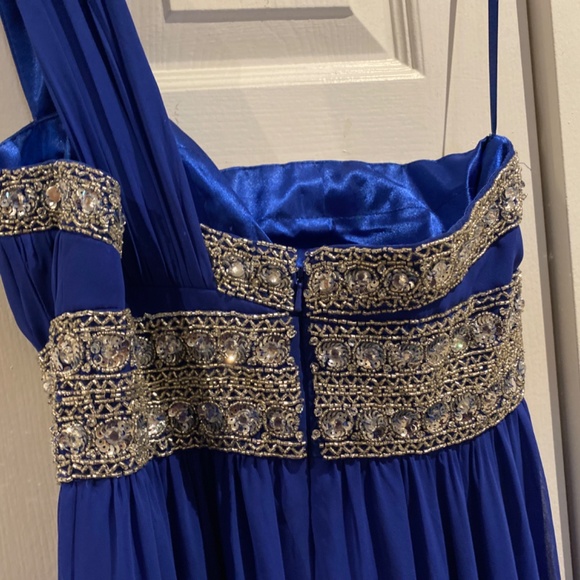 Royal blue floor length one shoulder dress size 6 - Picture 3 of 3